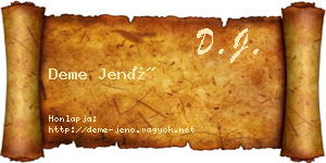 Deme Jenő névjegykártya